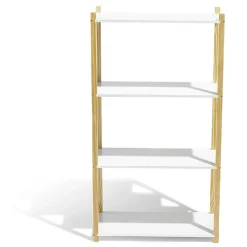 Étagère en pin blanc et naturel 4 niveaux
