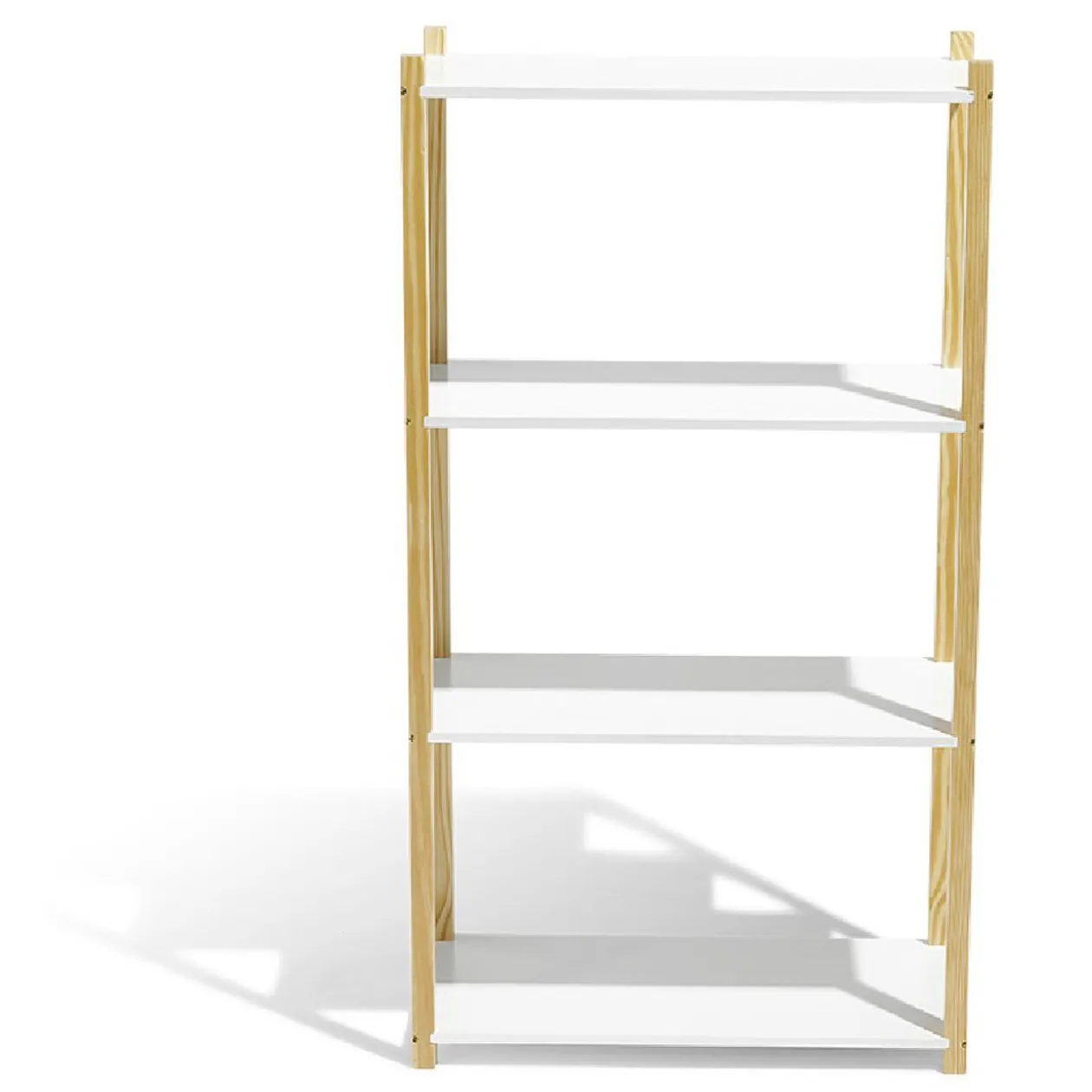 Étagère en pin blanc et naturel 4 niveaux