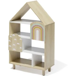 Étagère enfant 7 cases design nuage arc en ciel - L60,5xP30xH100 cm