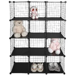 Étagère multi cubes grillage noir