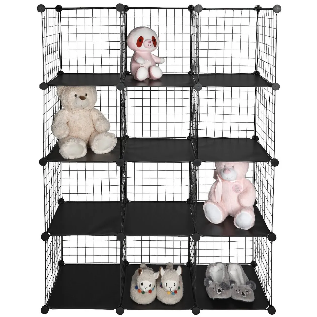 Étagère multi cubes grillage noir