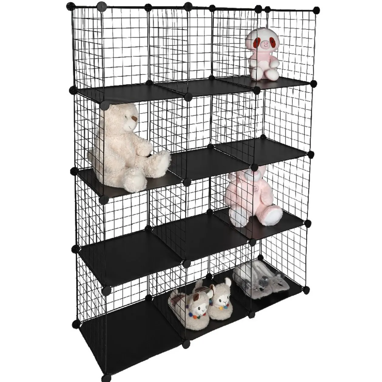 Étagère multi cubes grillage noir