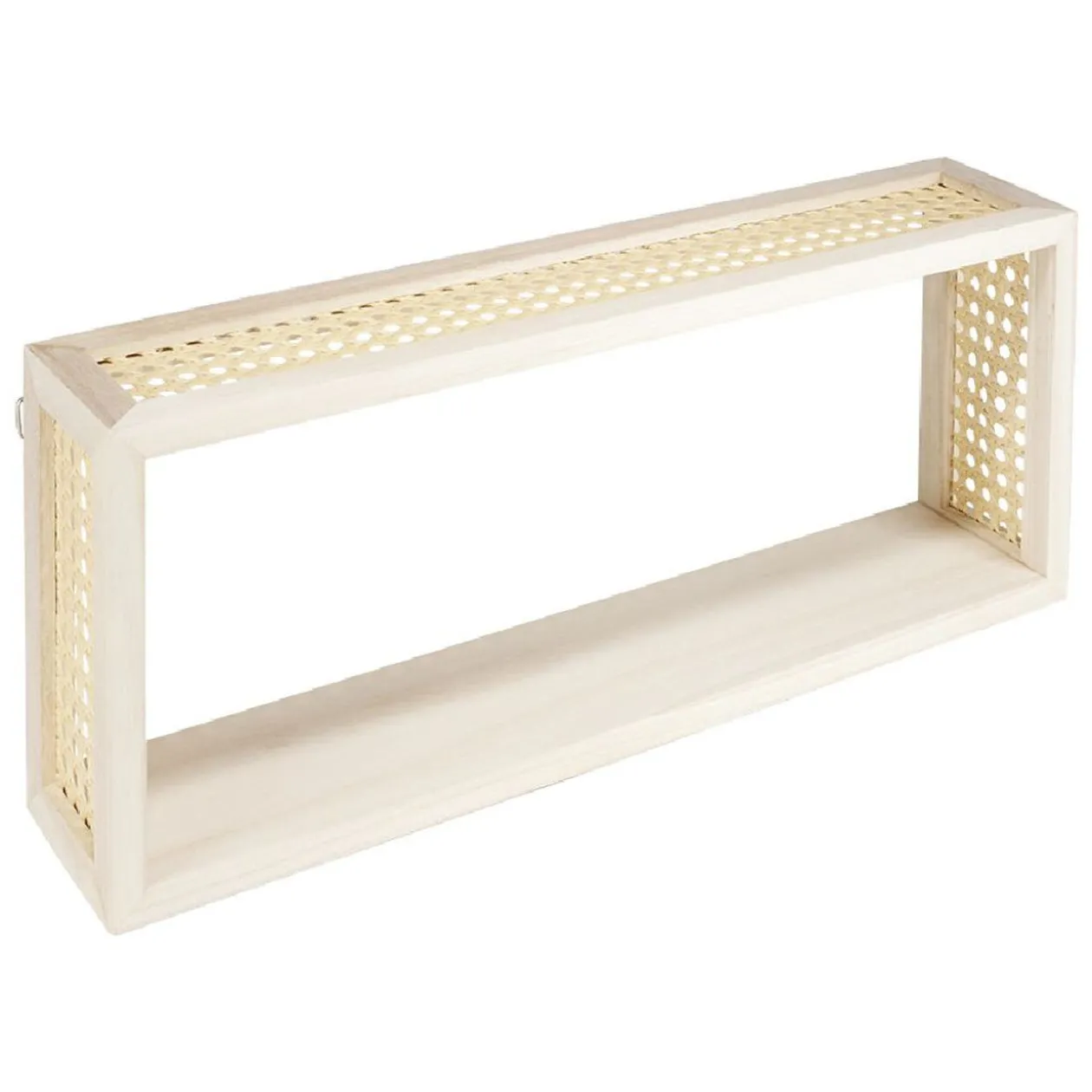 Étagère murale bois et cannage L50x10xH20cm