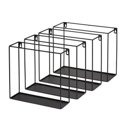 Étagère murale carrée en métal noir x 4