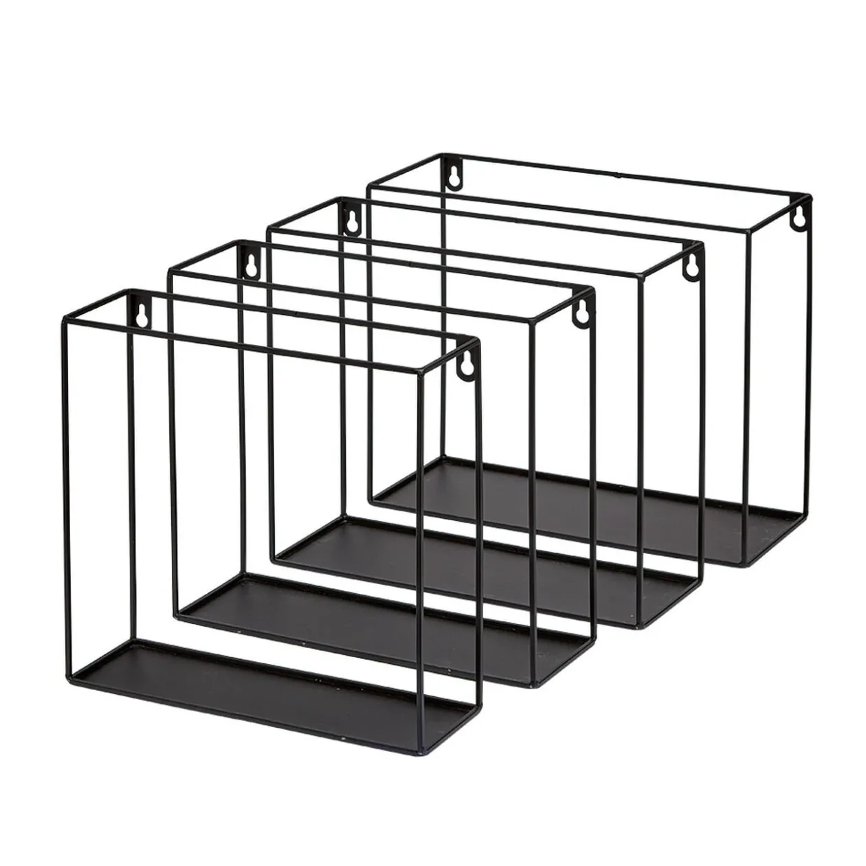 Étagère murale carrée en métal noir x 4