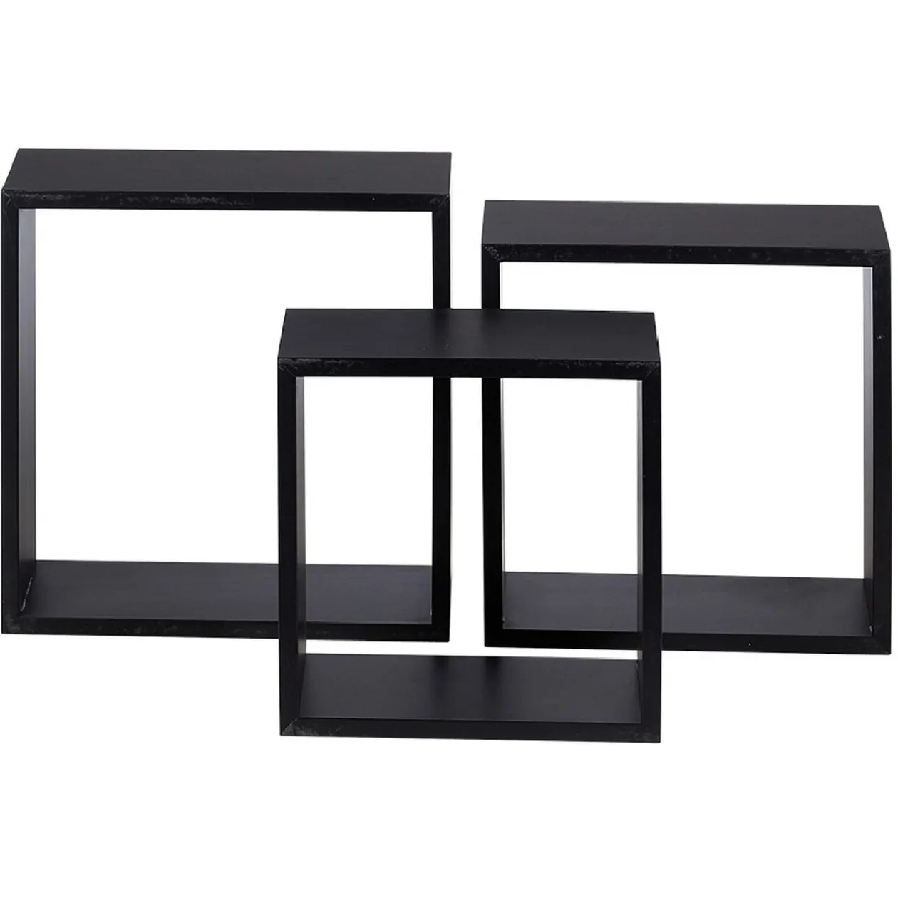 Étagère murale carrée noire x3