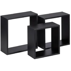 Étagère murale carrée noire x3