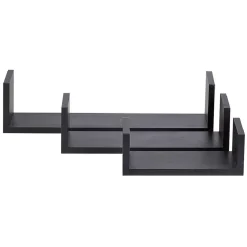 Étagère murale rectangulaire noire x3
