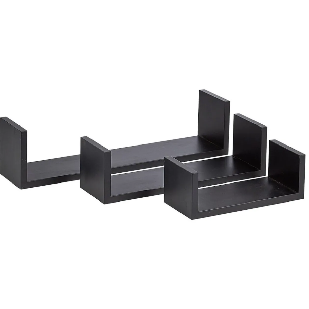 Étagère murale rectangulaire noire x3