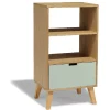 Étagère Pia bois clair et vert d’eau 1 tiroir