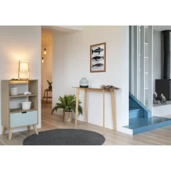 Étagère Pia bois clair et vert d’eau 1 tiroir