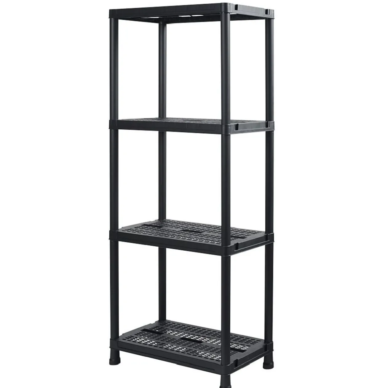 Étagère plastique noir 4 niveaux L60xl30xH138cm