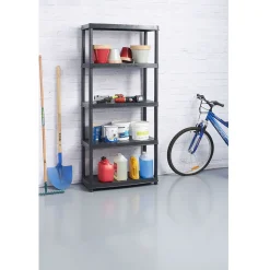 Étagère plastique noir 5 niveaux L71xl35xH180cm
