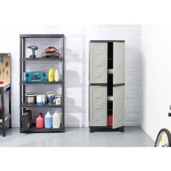 Étagère plastique noir 5 niveaux L71xl35xH180cm