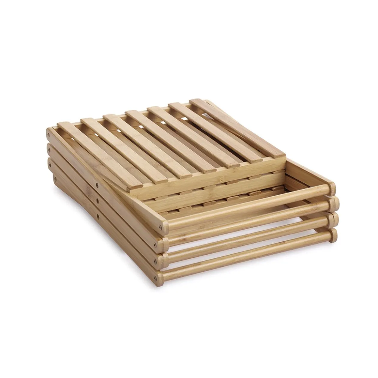 Étagère pliable en bambou 4 niveaux H91cm