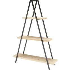 Étagère pyramide 3 niveaux noir naturel