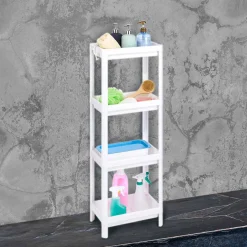 Étagère salle de bain 4 niveaux blanc