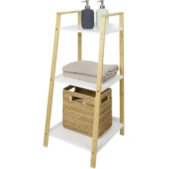 Étagère salle de bain 3 niveaux bambou 34,5x36xH76cm