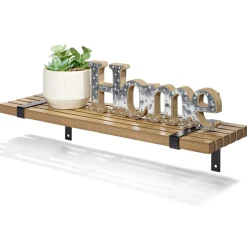 Étagère striée en bois L55xl15cm