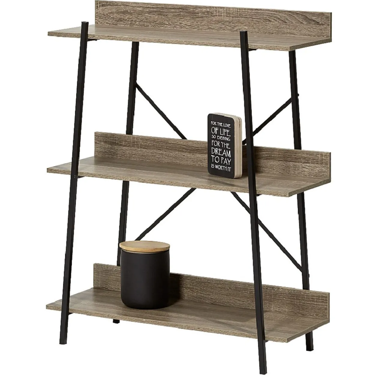 Étagère style industriel bois et métal 3 niveaux