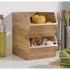 Étagère superposable en bambou marron