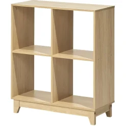 Étagère sur pieds à 4 casiers contreplaqué naturel