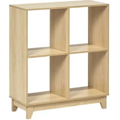 Étagère sur pieds à 4 casiers contreplaqué naturel