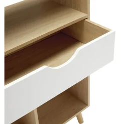 Étagère sur pieds 5 compartiments 1 tiroir blanc naturel