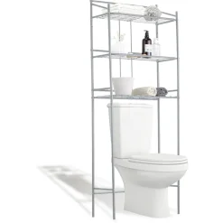 Étagère WC 3 niveaux acier gris 59,5x26,5xH170cm