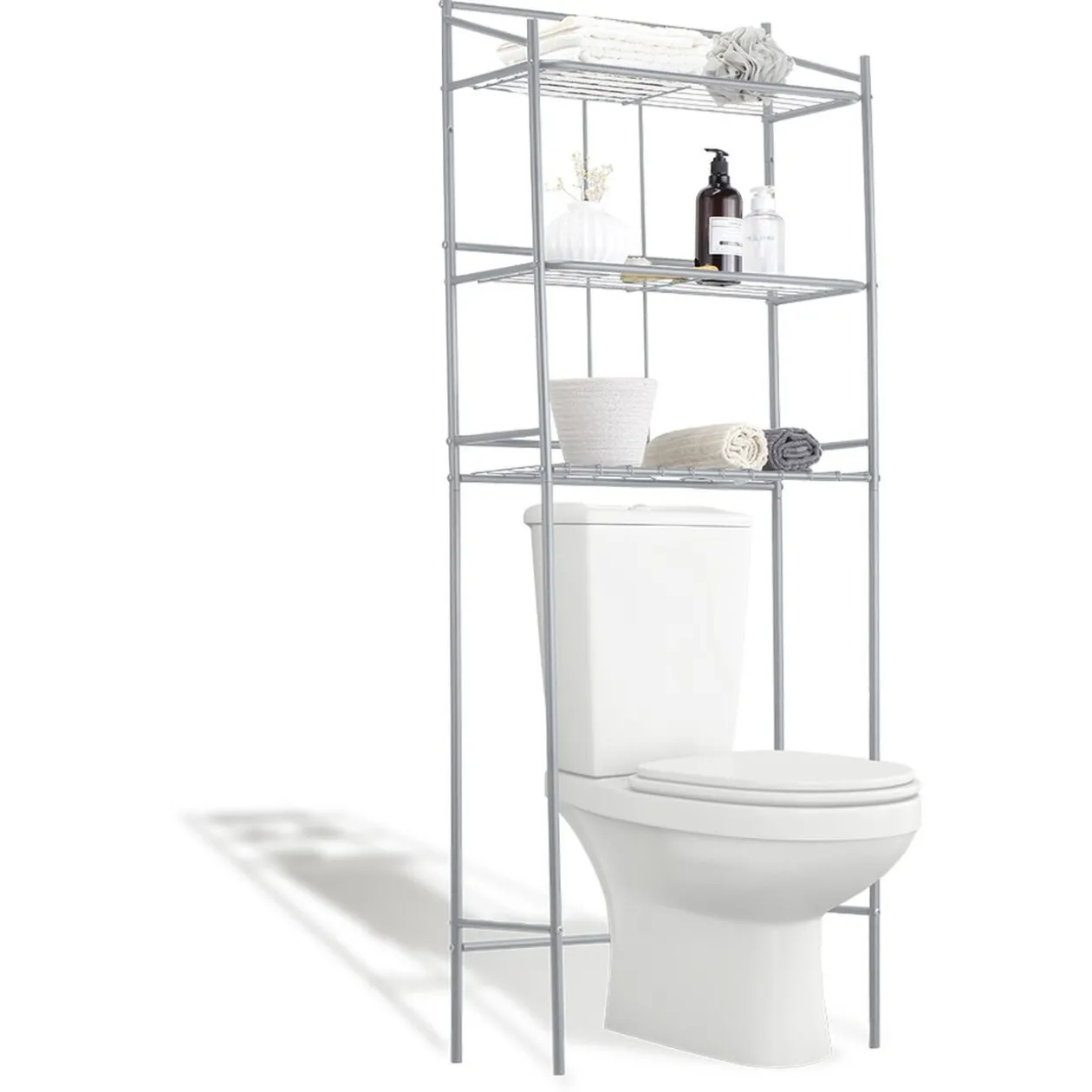 Étagère WC 3 niveaux acier gris 59,5x26,5xH170cm
