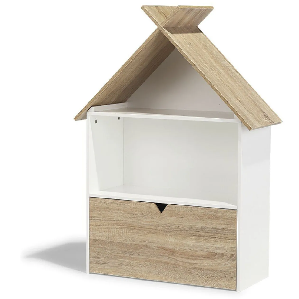 Étagère Woody blanche et bois clair 1 tiroir 2 niches