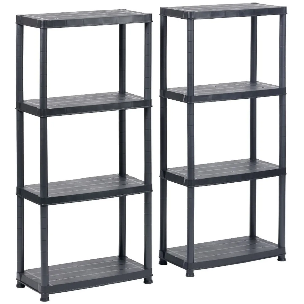 Étagères noires en plastique 4 niveaux x2