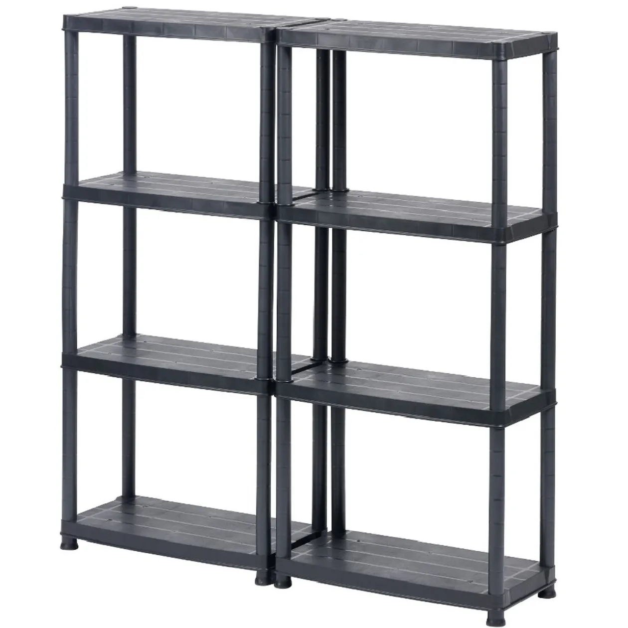Étagères noires en plastique 4 niveaux x2