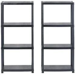 Étagères noires en plastique 4 niveaux x2