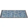 Tapis anti poussière rectangulaire motif losange bleu et blanc