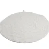 Tapis de bain motif feuilles rond Ø70cm coton beige
