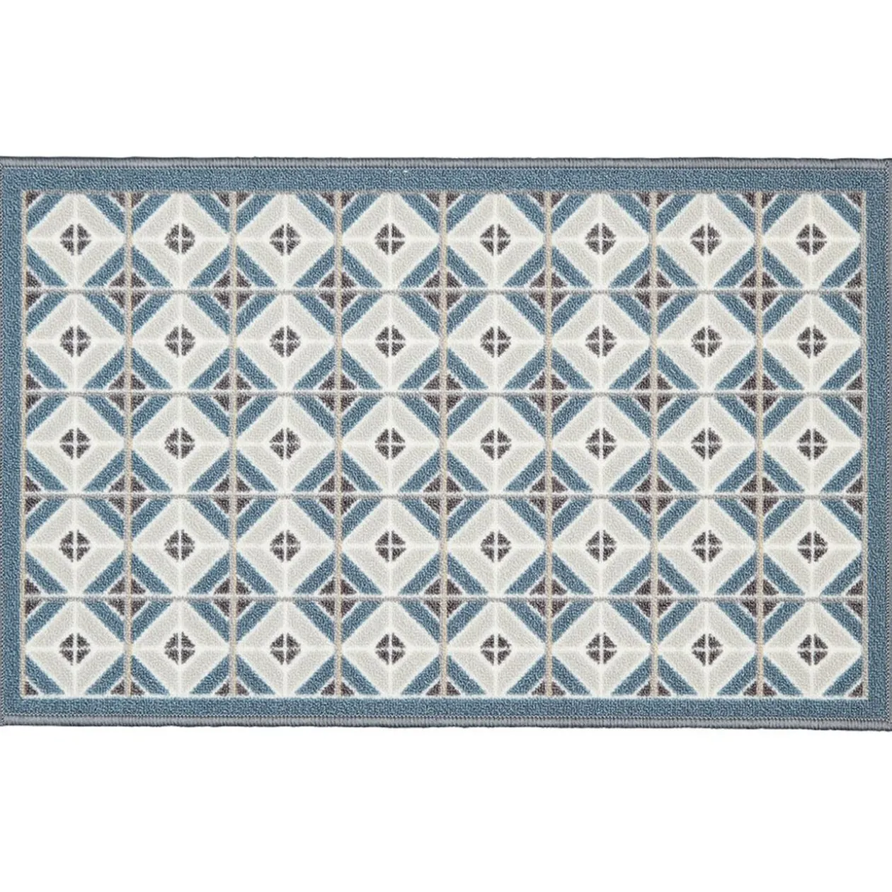 Tapis de cuisine à motif graphique bleu marron 80x50 cm