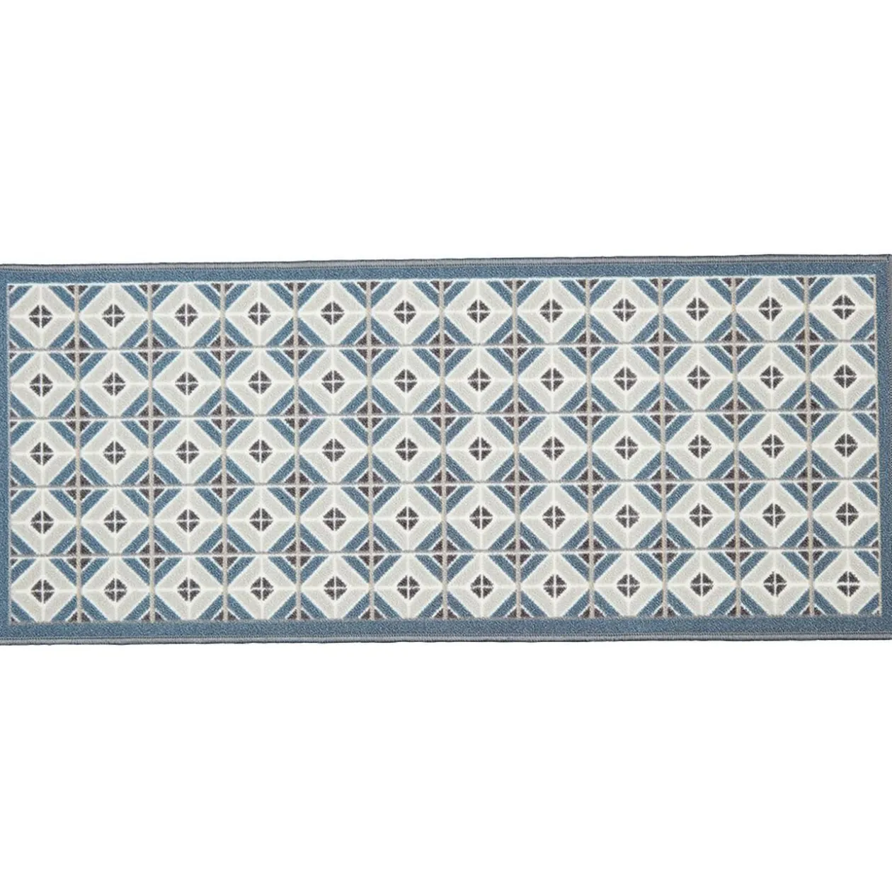 Tapis de cuisine à motif graphique bleu marron 120x50 cm