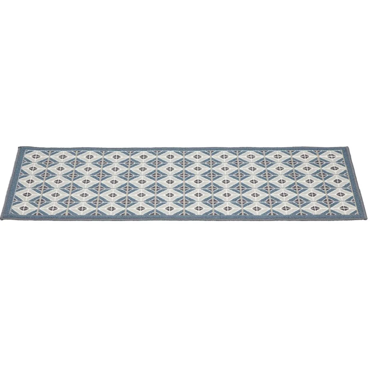 Tapis de cuisine à motif graphique bleu marron 120x50 cm