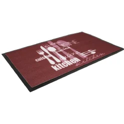 Tapis de cuisine antidérapant rose motif couverts