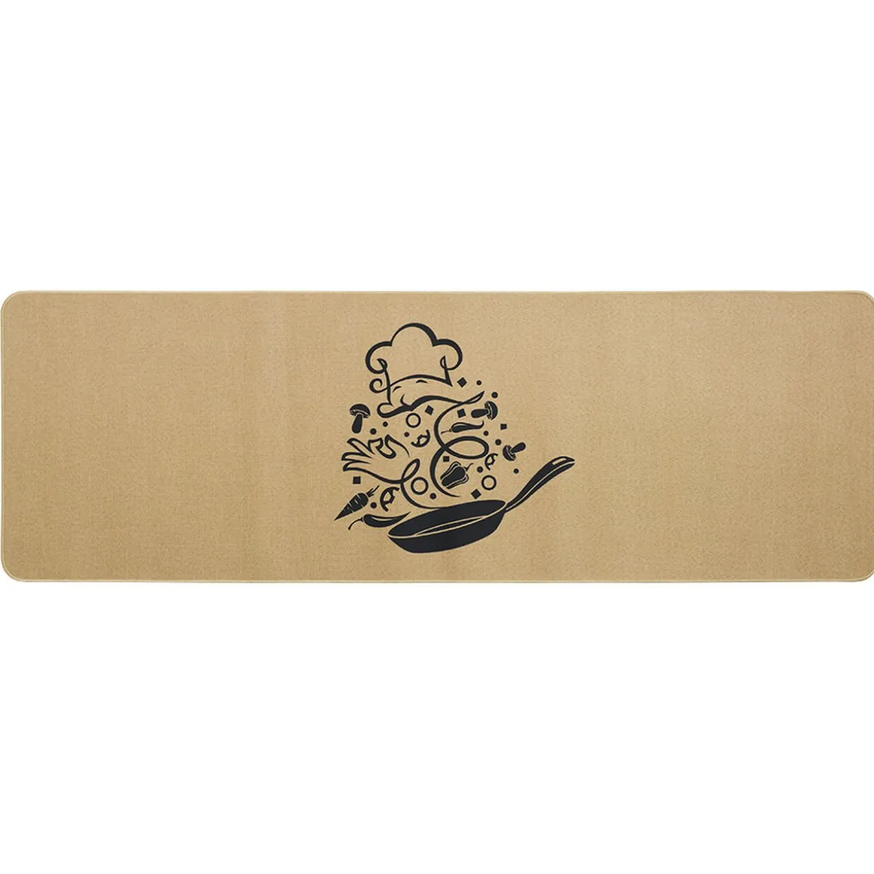 Tapis de cuisine effet lin motif cuisine 120x50 cm