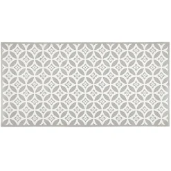 Tapis de cuisine en vinyle imprimé rosace blanc et gris L. 99 cm