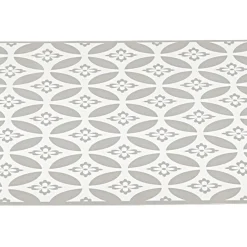 Tapis de cuisine en vinyle imprimé rosace blanc et gris L. 99 cm