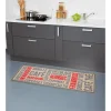 Tapis de cuisine gris beige et rouge