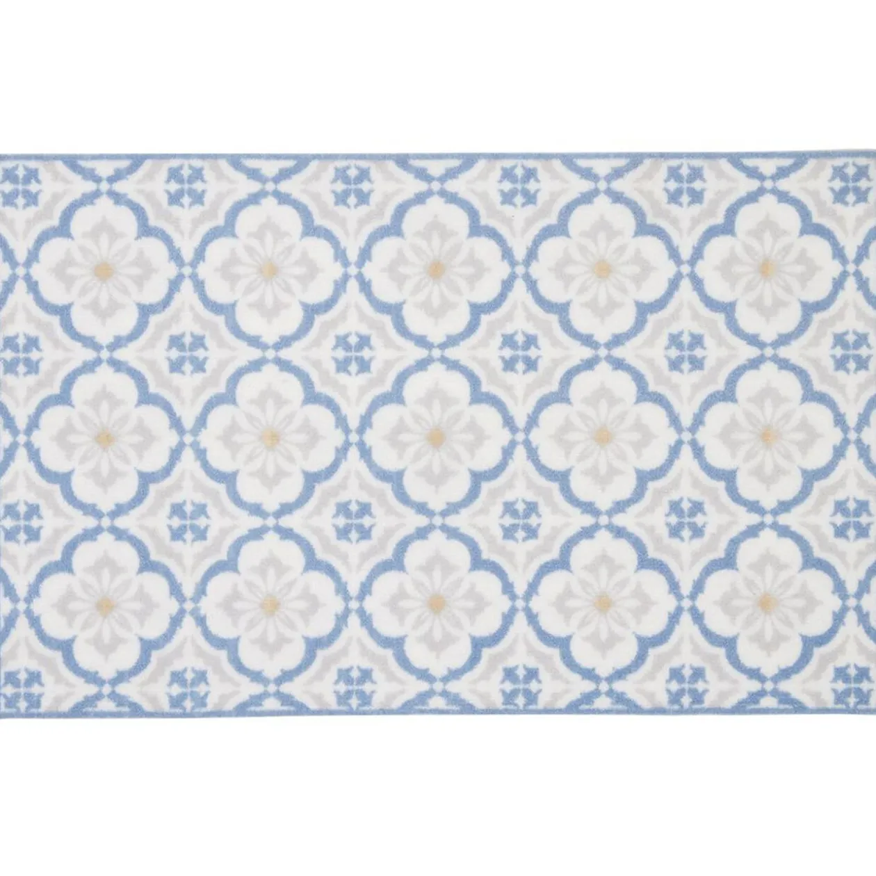 Tapis de cuisine imprimé carreau de ciment bleu et blanc 80x50cm