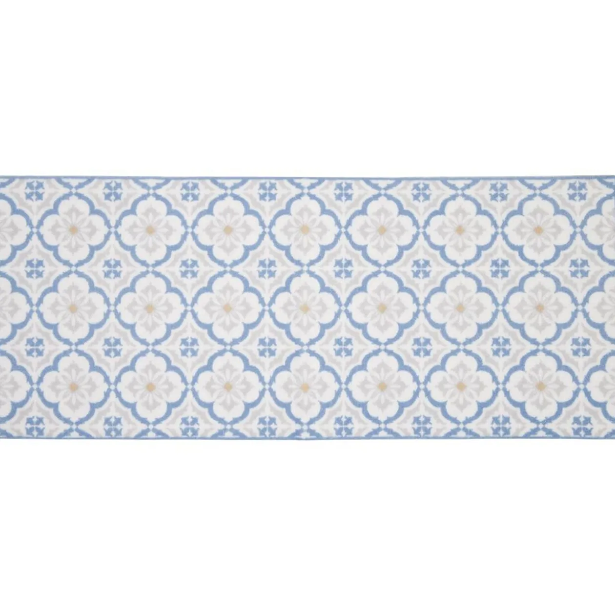 Tapis de cuisine imprimé carreau de ciment bleu et blanc 120x50cm