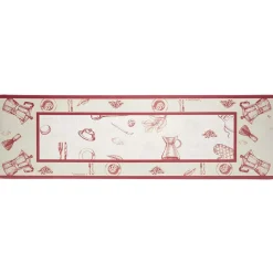 Tapis de cuisine imprimé rouge et blanc 150 x 45 cm