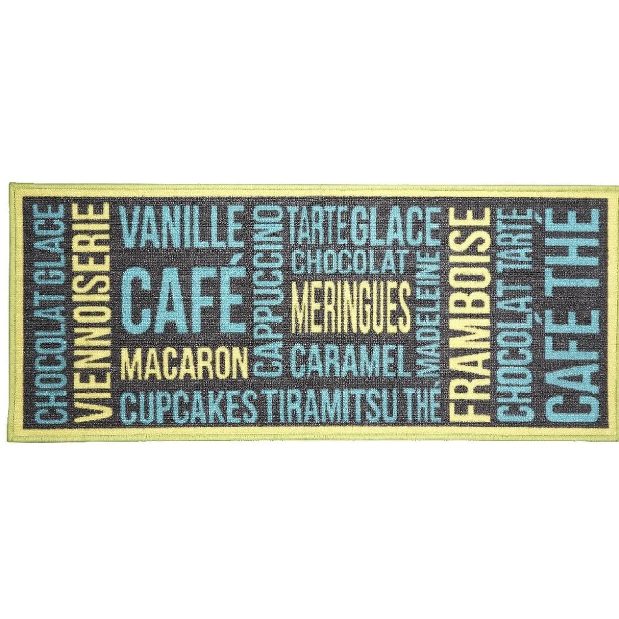 Tapis de cuisine vert gris et bleu