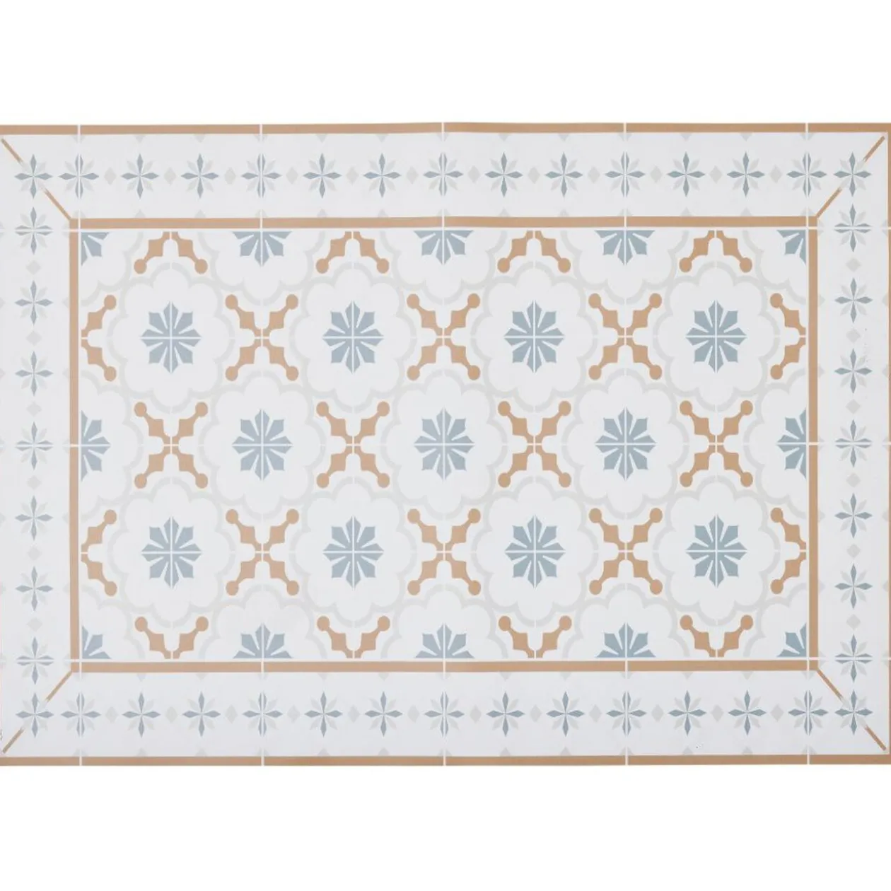 Tapis de cuisine vinyle imprimé carreau de ciment tricolore 70x49,5cm