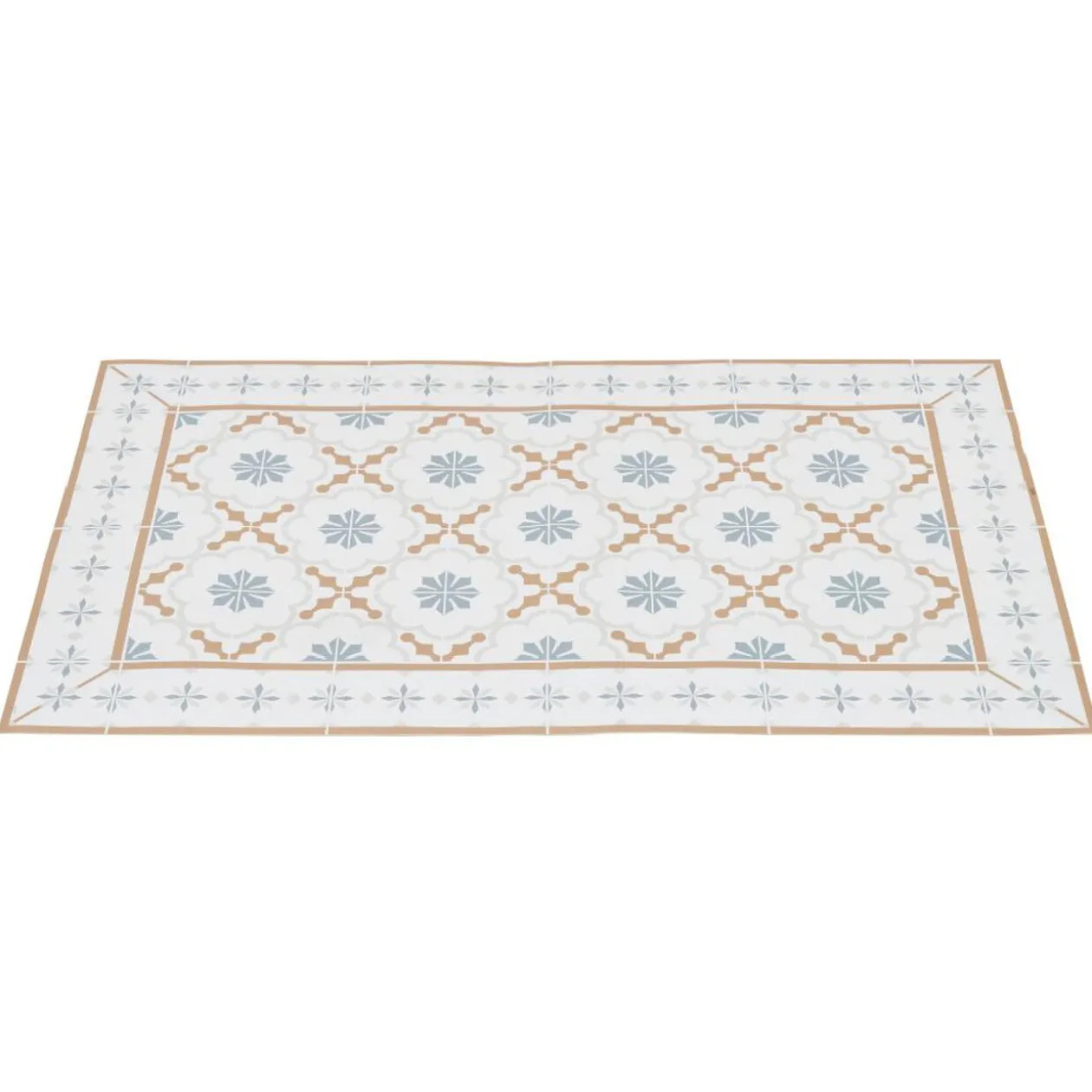 Tapis de cuisine vinyle imprimé carreau de ciment tricolore 70x49,5cm